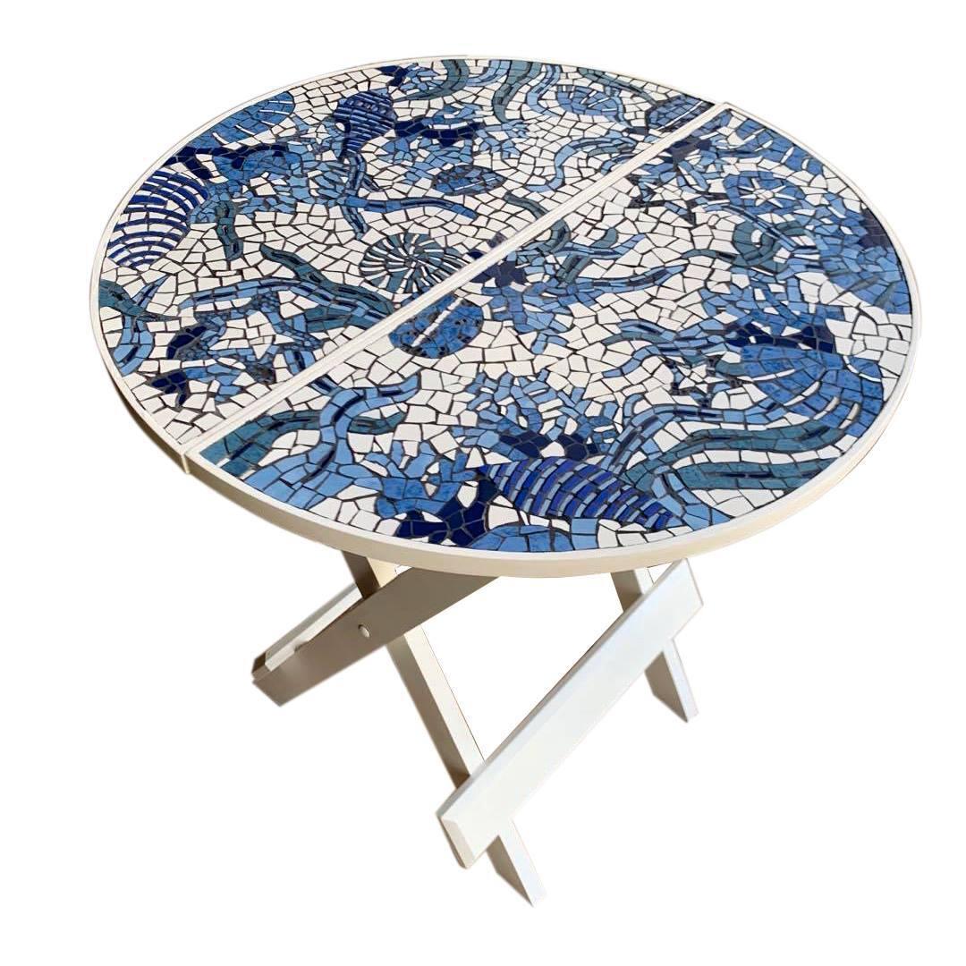 Ocean Mosaic Folding Table – Round