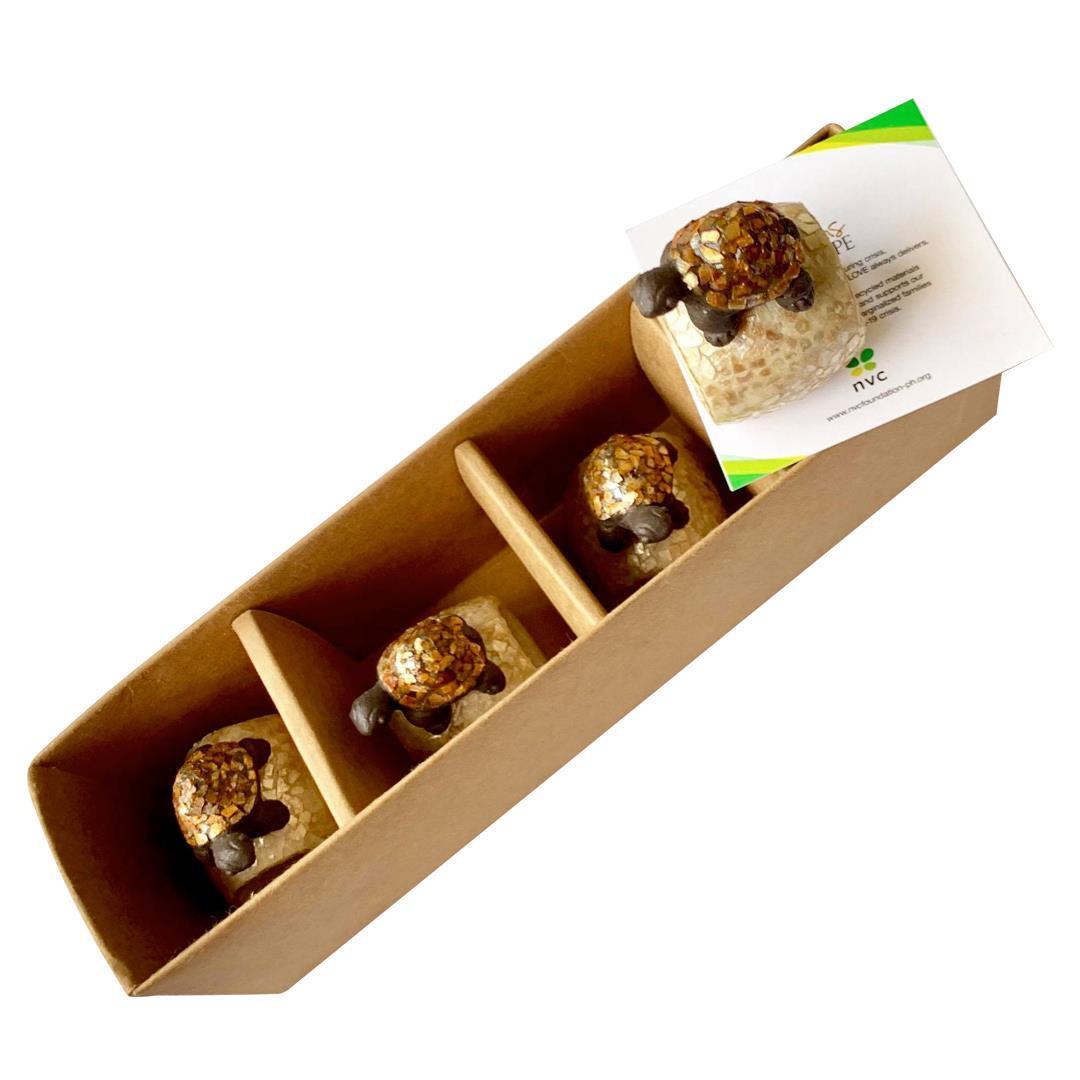 Turtle Capiz Shell Mosaic Napkin Ring Set