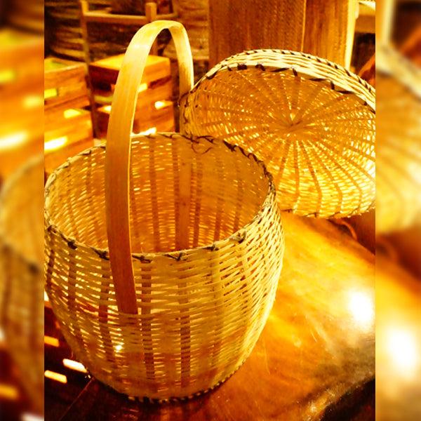 Kaing Native Bamboo Skin Basket with Handle (Large)