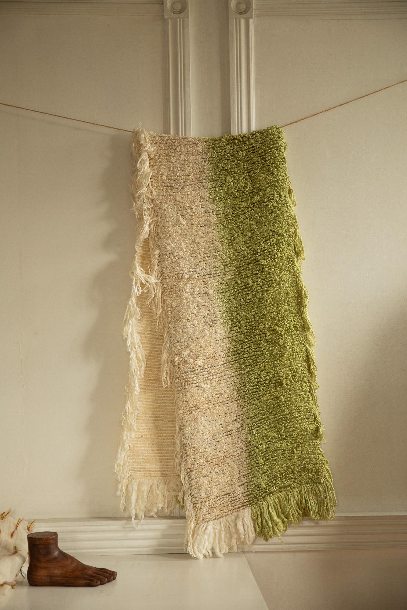 Handloomed Shag Scarf/Throw – Avocado