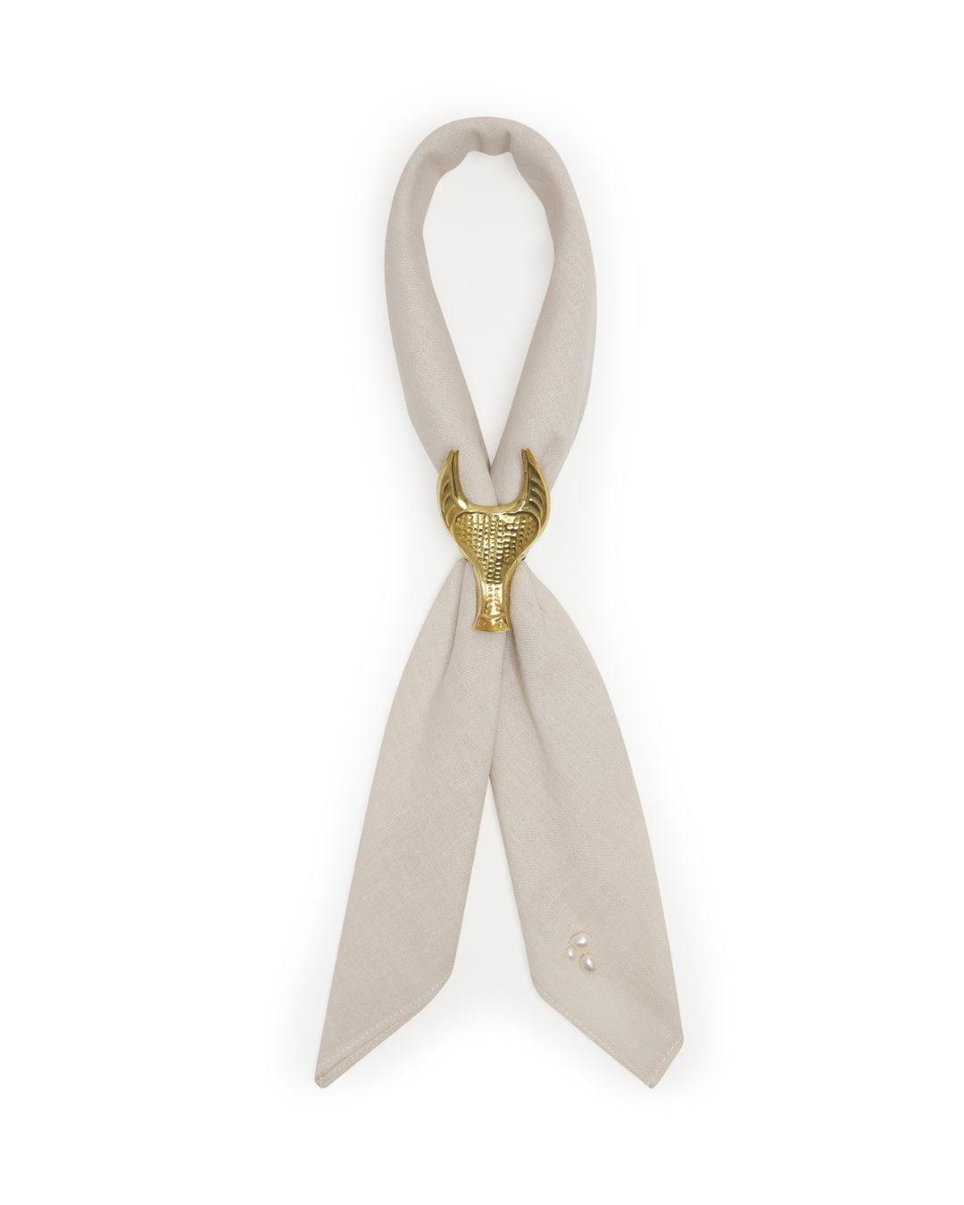 Brass Kalabaw & Linen Neckerchief Set, oat