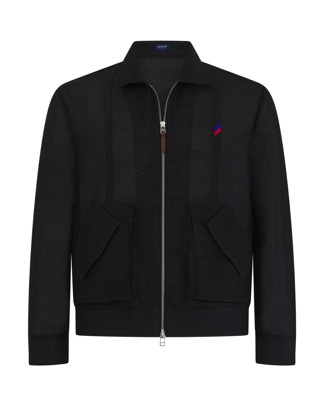 Candido Barong Jacket in Piña Shifu, black