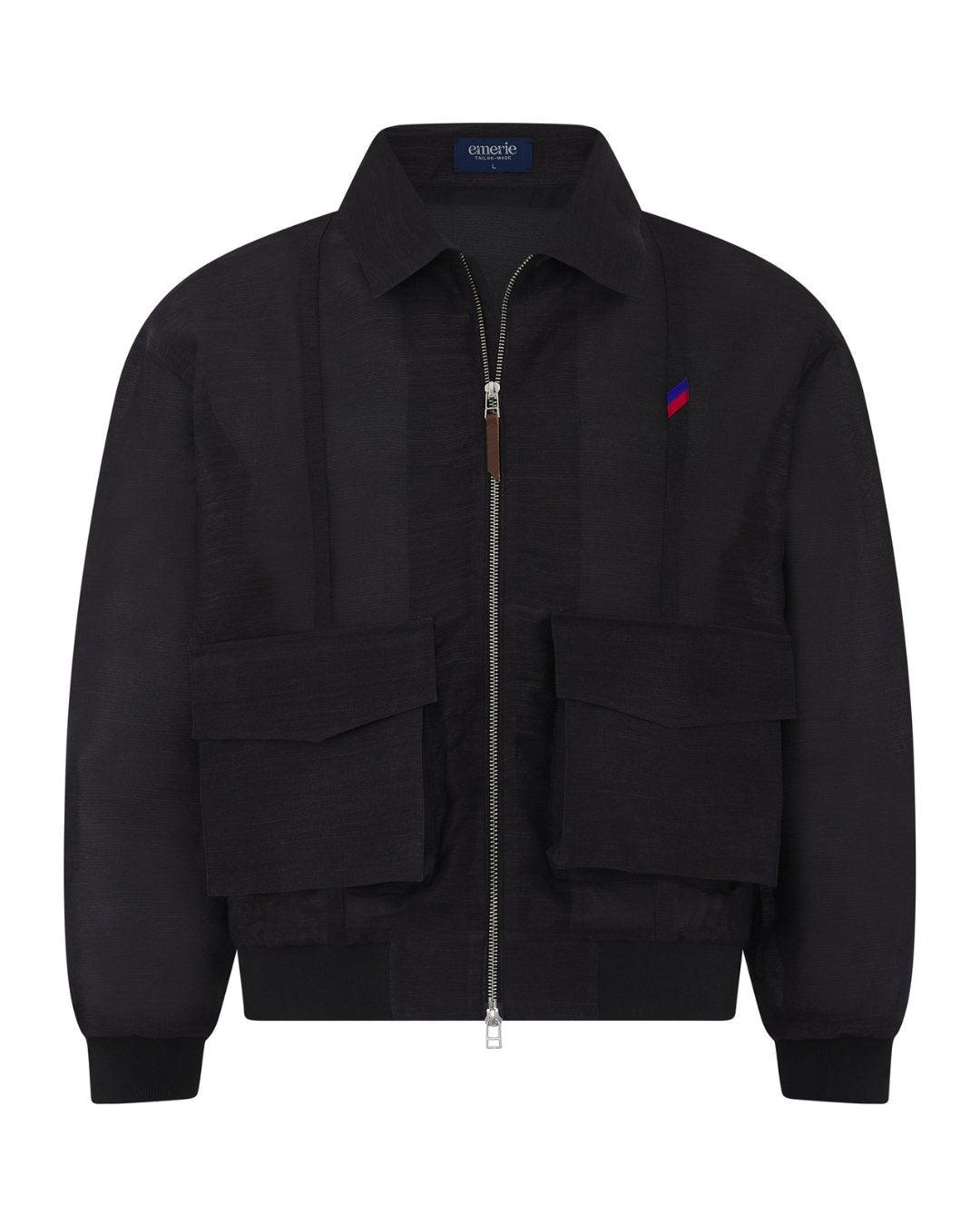 Crispiñano Barong Jacket (Regular Length) in Piña Shifu, black