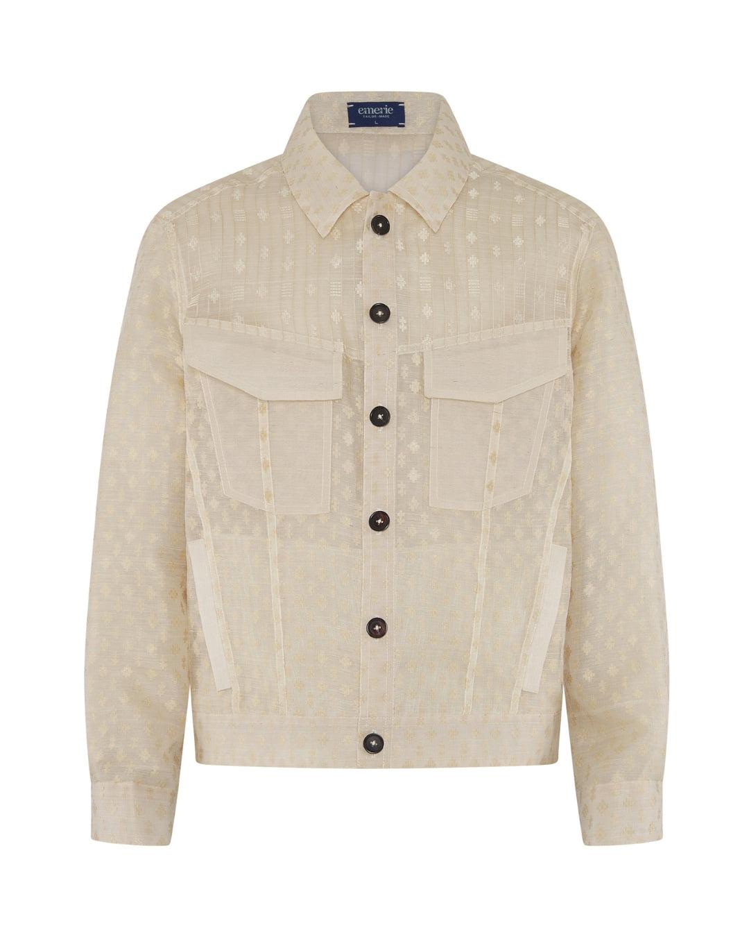 Fernando Barong Jacket in Piña Seda Sinuksok, natural