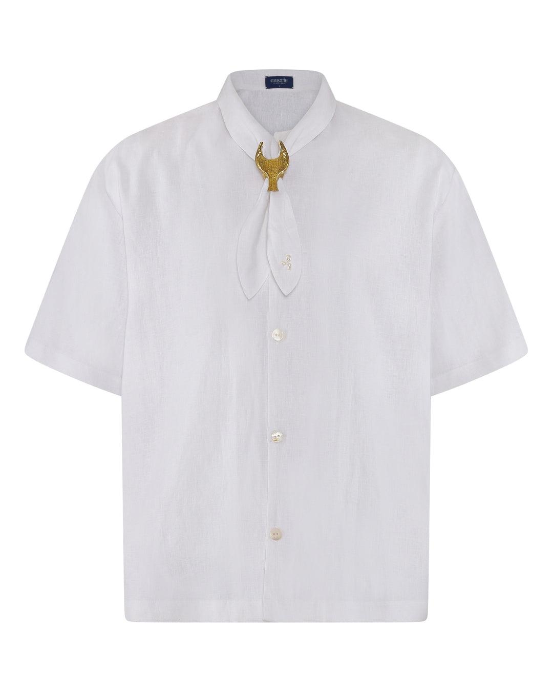 Masoy Panuelo Shirt in Linen, white