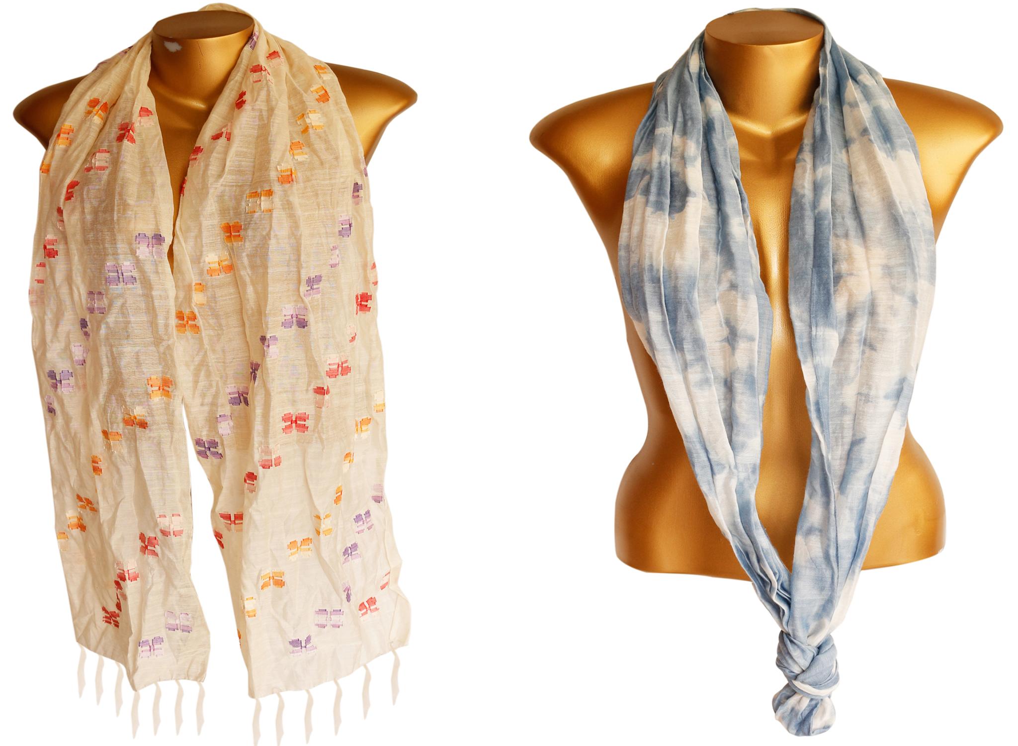 Scarf with Colorful In-Laid Floral Design
