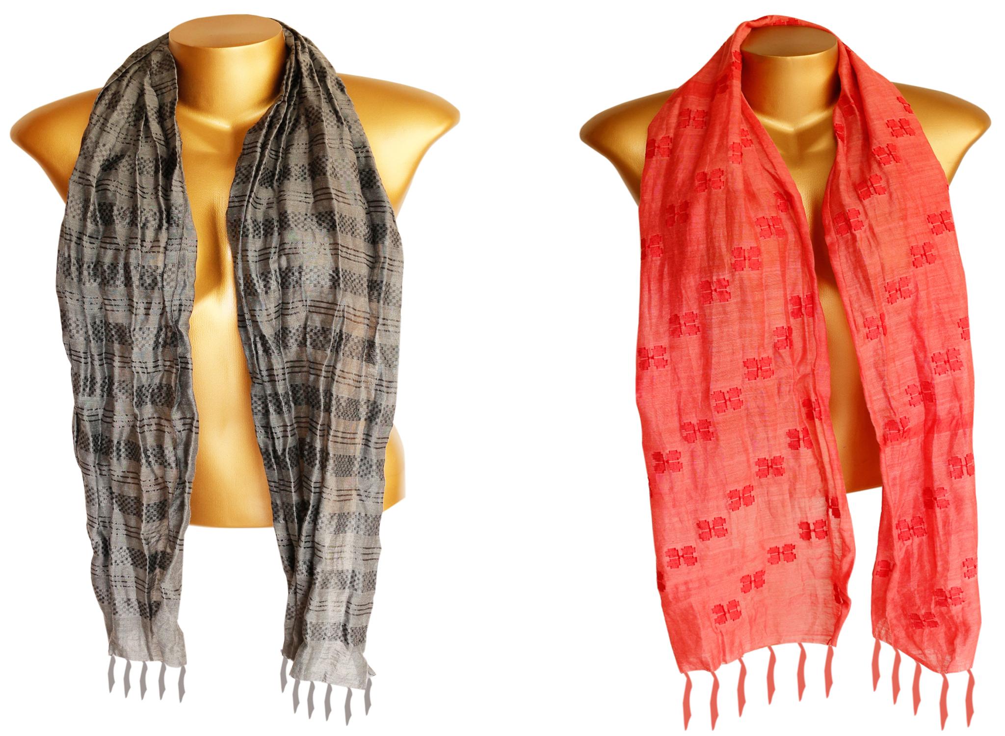Scarf with Dyed Reversible In-Laid Design
