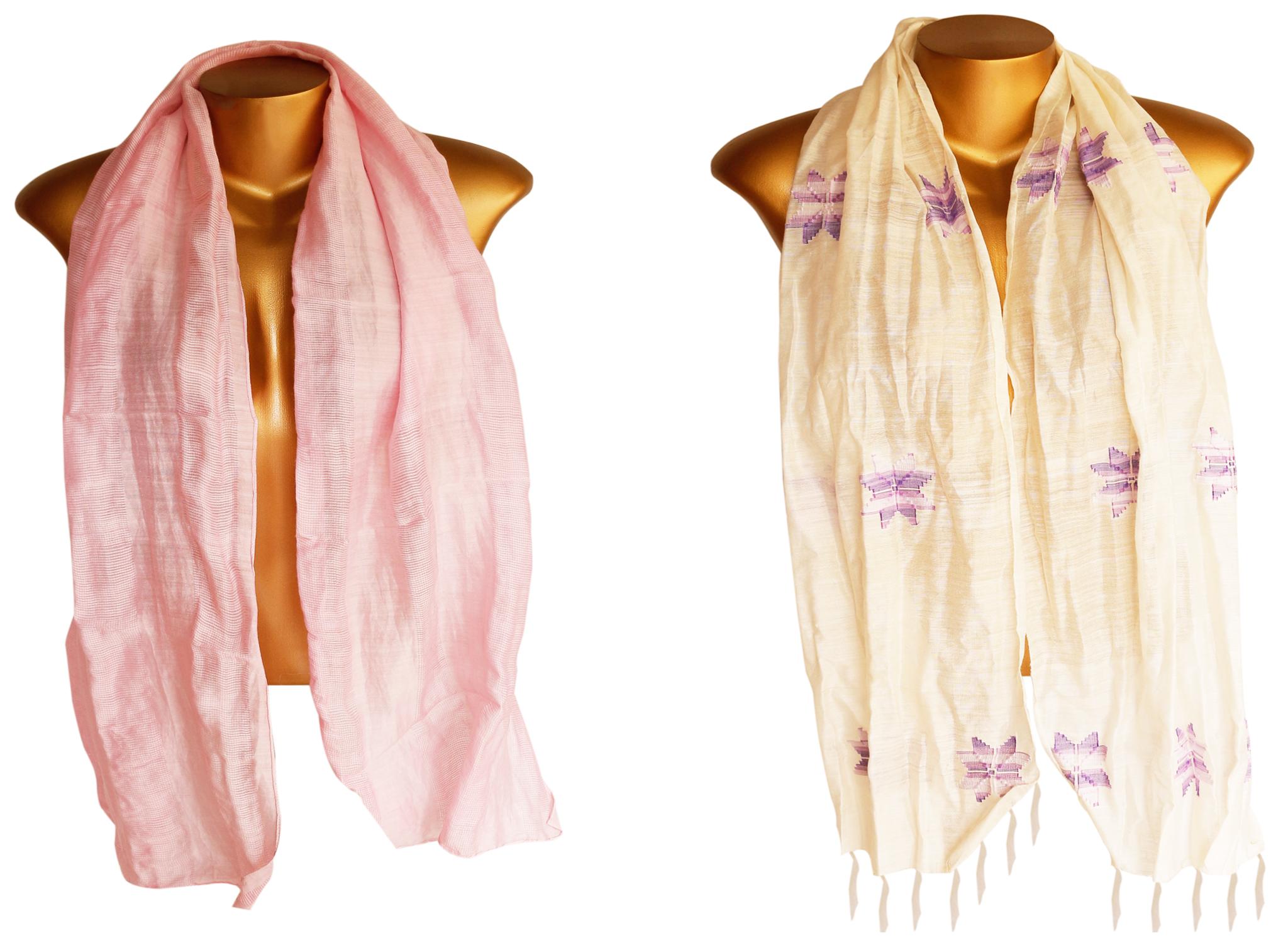Scarf with Pink Knitted Design