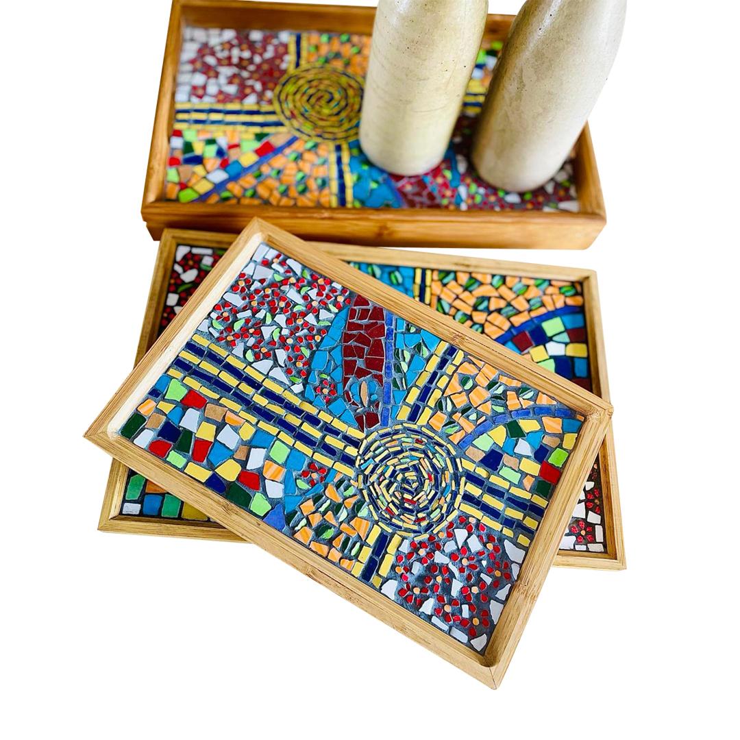 “Batik B” Mosaic Tray- Small (11 x7.5″)