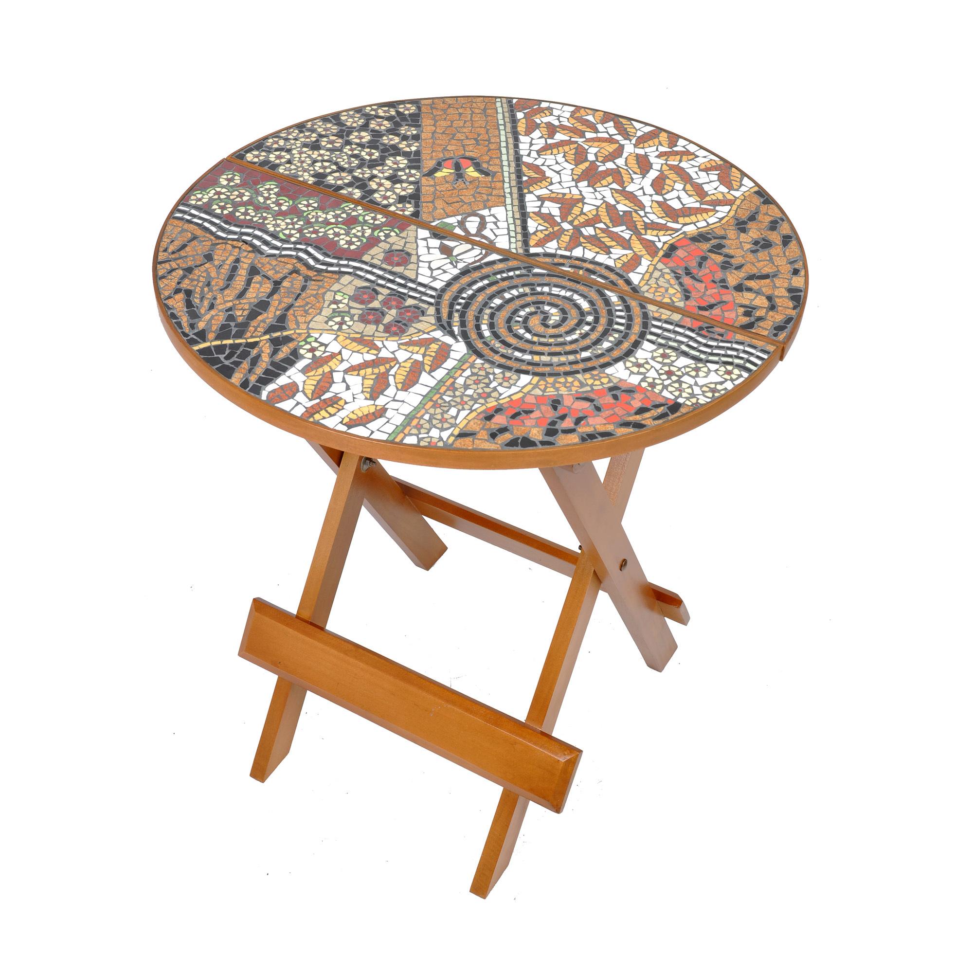 Batik Mosaic Folding Table – Round