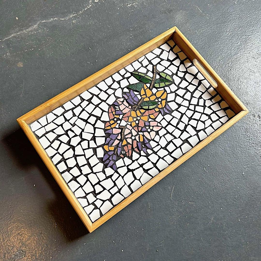 “Bougainvillea” Mosaic Tray – Large (9 x 14″)