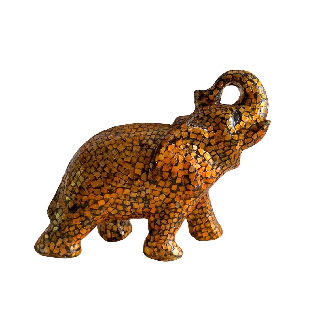 Decorative Mosaic Elephant (Orange)