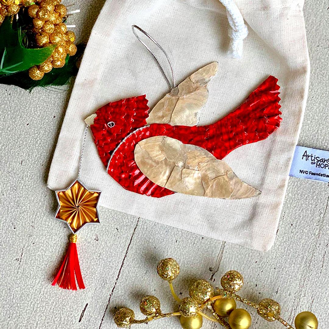 Flying Bird Upcycled Ornament – A