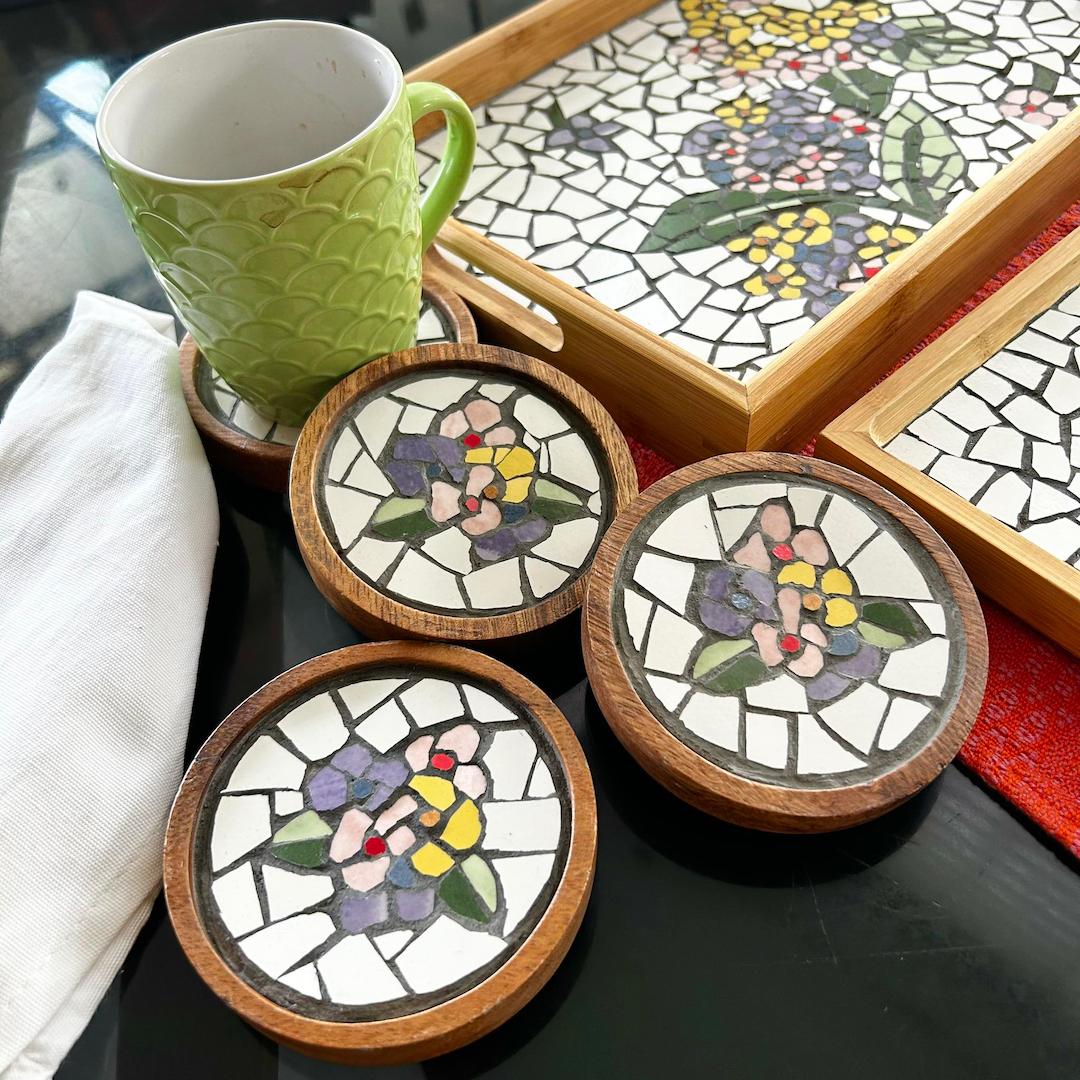 “Lantana” Mosaic Coasters (Set of 4)