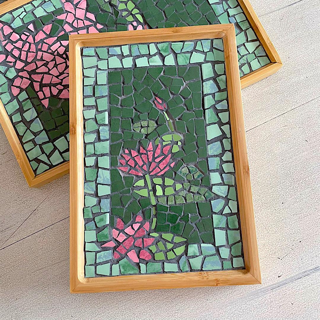 “Lotus” Mosaic Tray- Small (11 x7.5″)