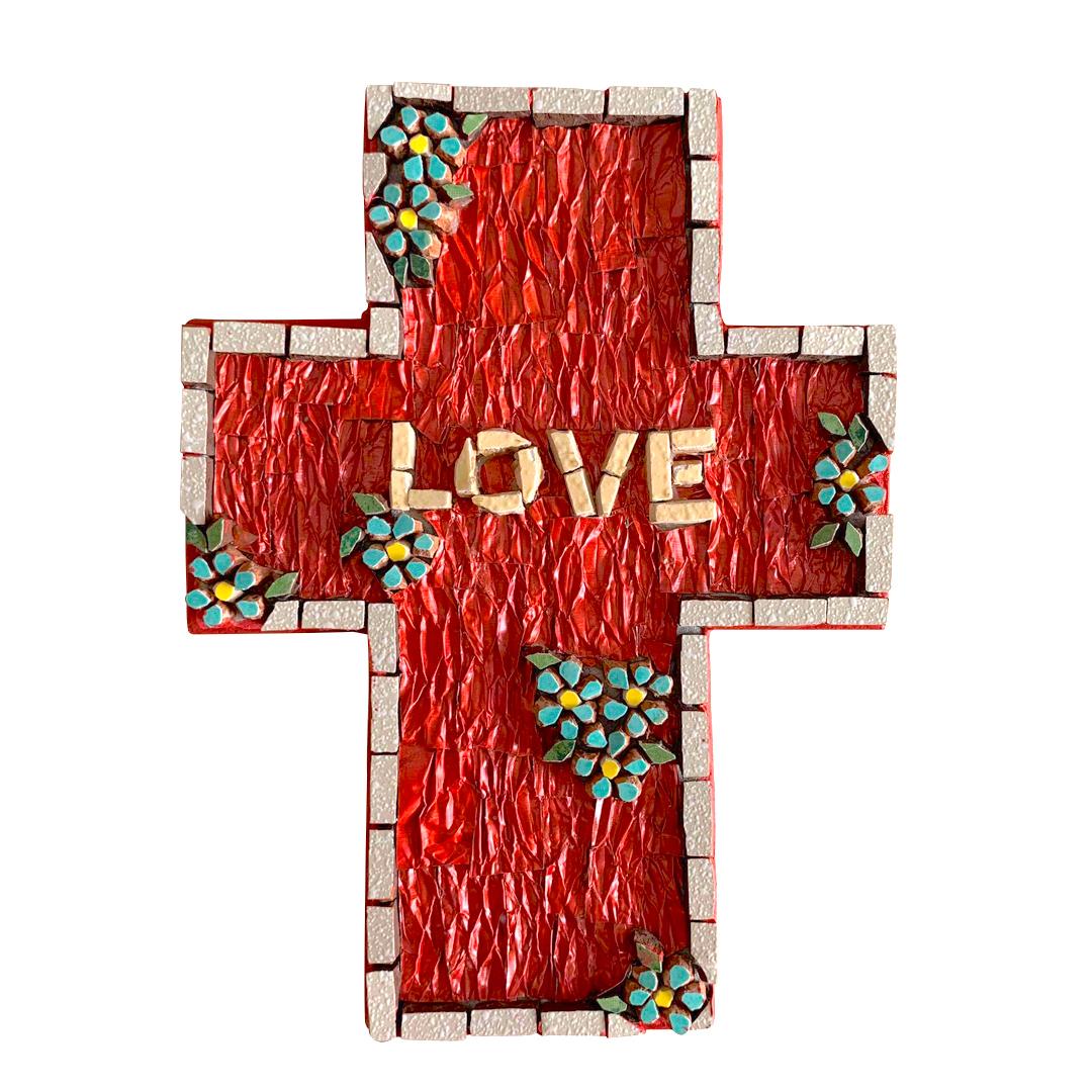 Medium Mosaic Cross – LOVE Coffee Capsules (Red)