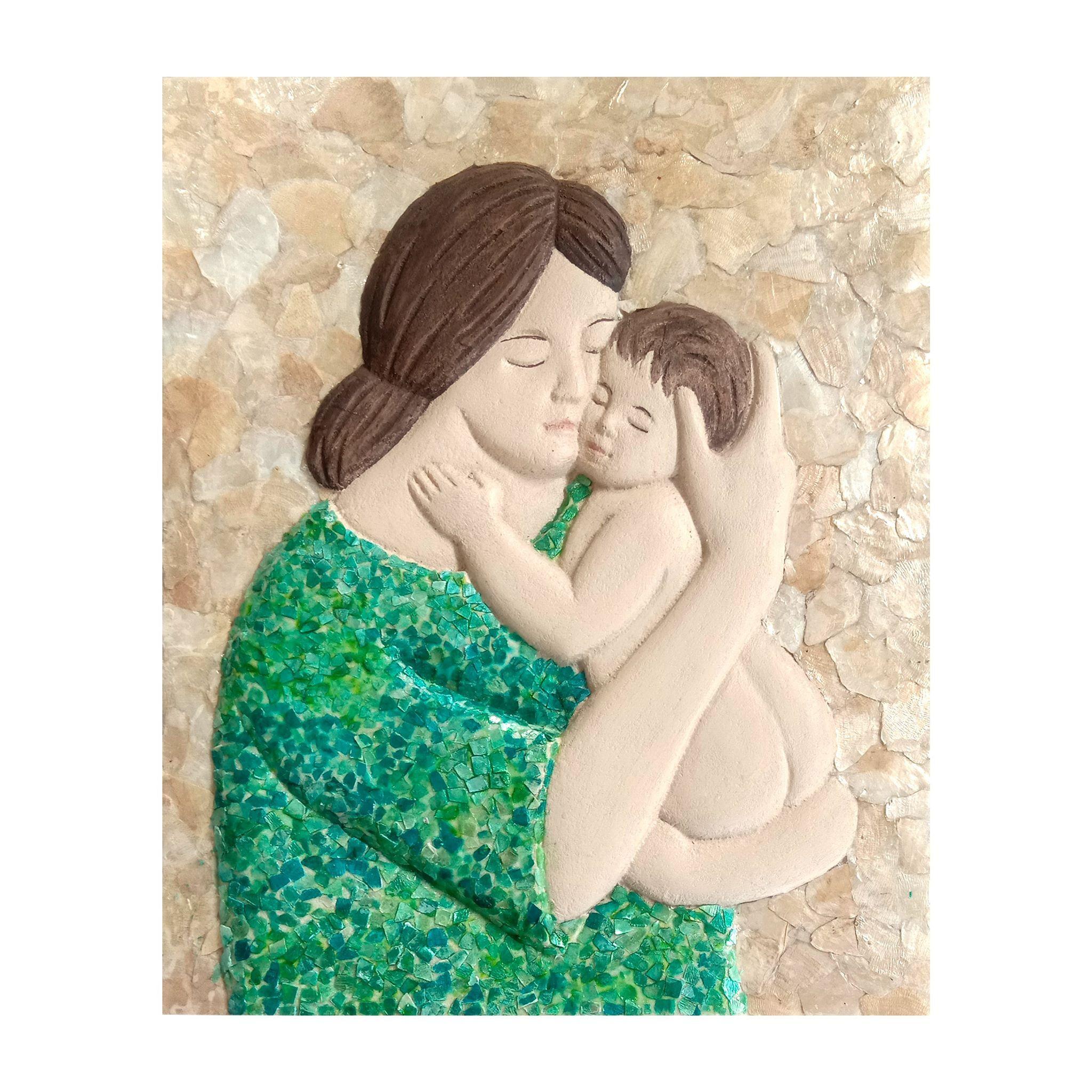 Mother and Child Mosaic – Capiz Shell (Emerald on Natural)