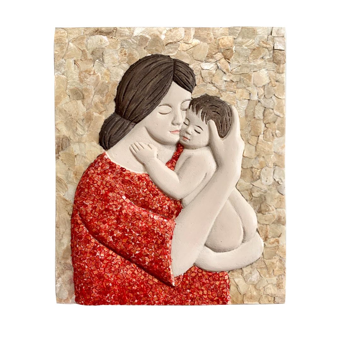 Mother and Child Mosaic – Capiz Shell (Garnet on Natural)