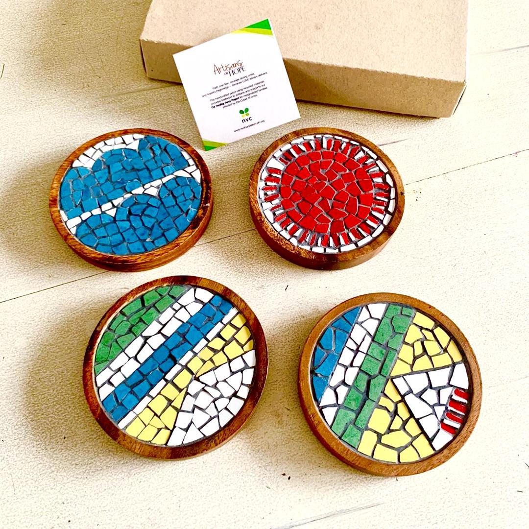 “Summer Day” Mosaic Coasters (Set of 4)