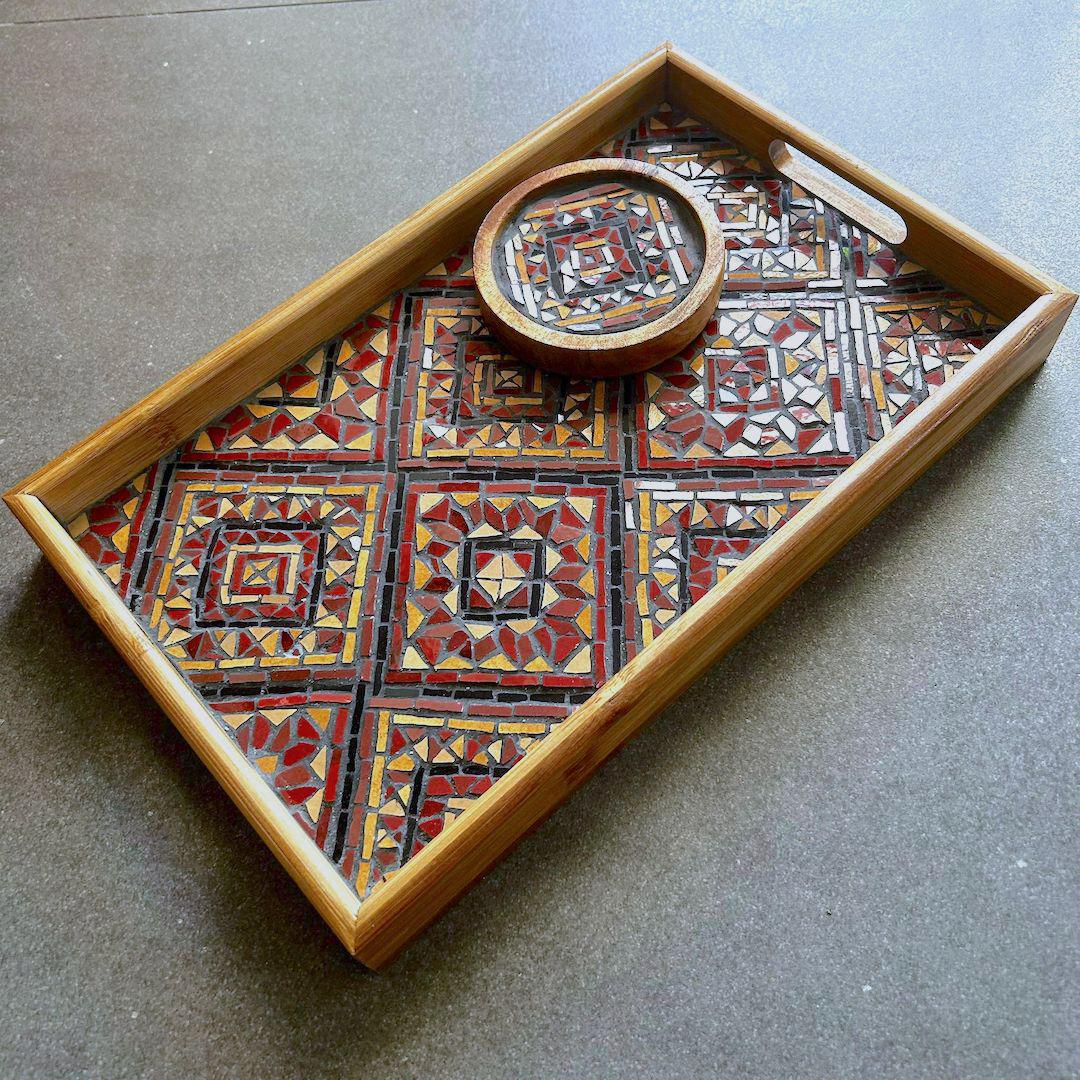 “Tribal” Mosaic Tray – Large (9 x 14″)