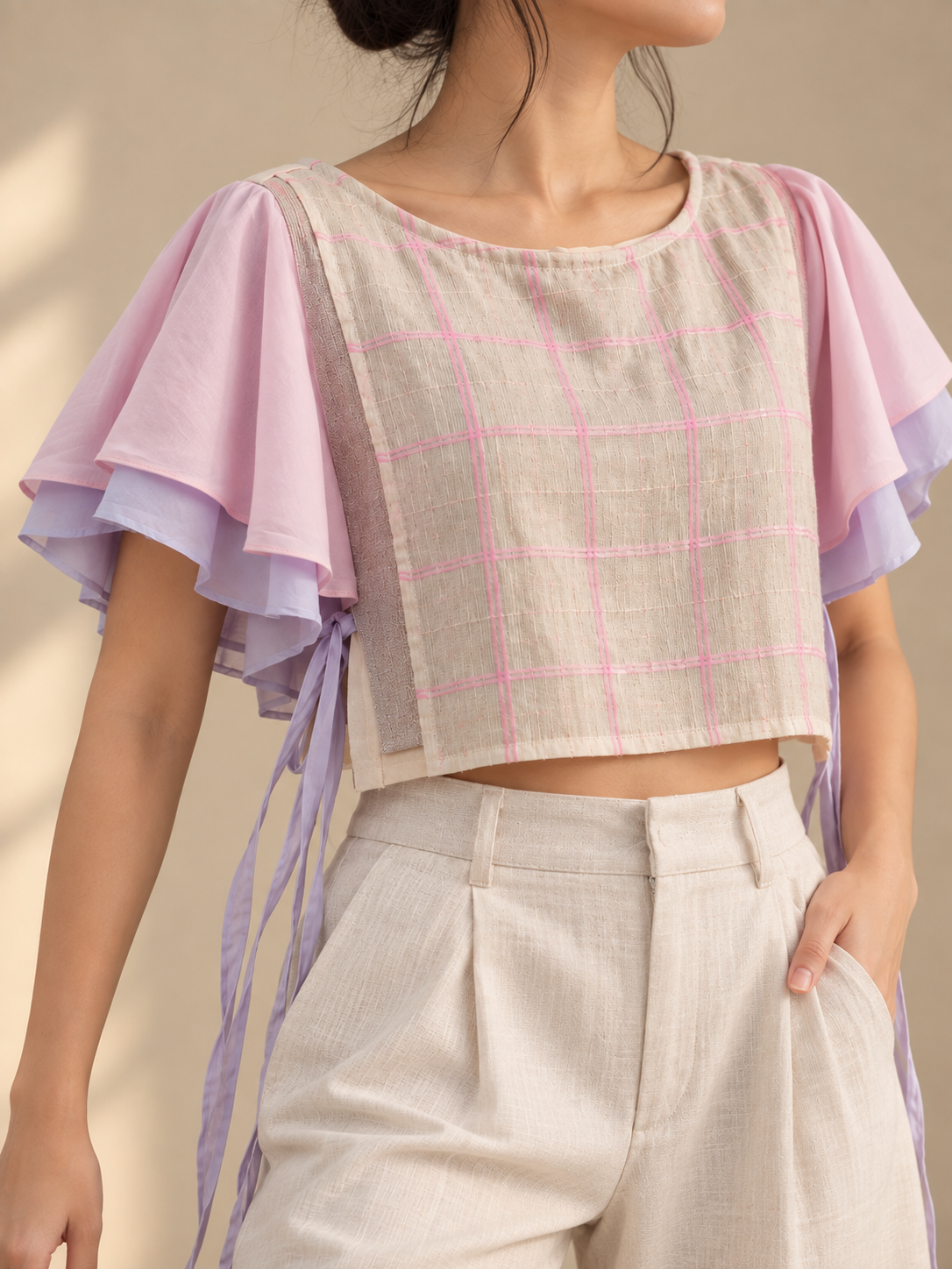 MARIPOSA BIB IN PINK WITH MALANDI SLEEVES AND SUKSUK PINK BARONG