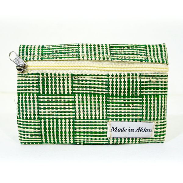 Coin Purse – Log Cabin – Green and Natural Large