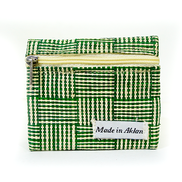 Coin Purse – Log Cabin – Green and Natural Small