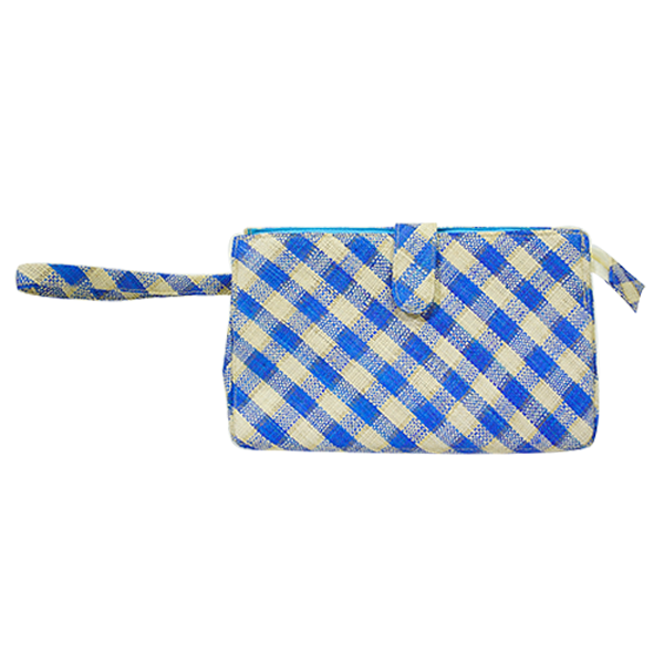 Melody Clutch Bag – Checkered Blue and Natural (Wrislet Clutch Bag)