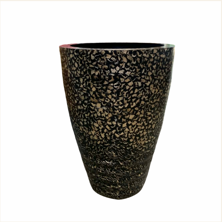 Makiba Planter Vase Capiz Shell In Black