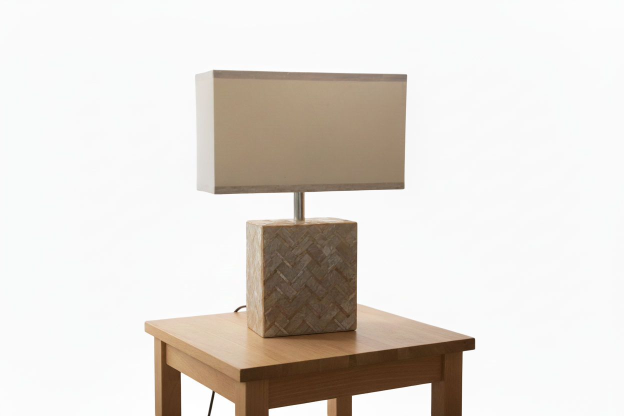 Table Lamp Herringbone Capiz Strips