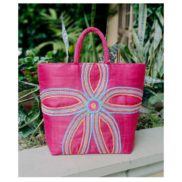 Abaca Bariw Large Size Handbag with pocket inside and abaca braid design - Regina