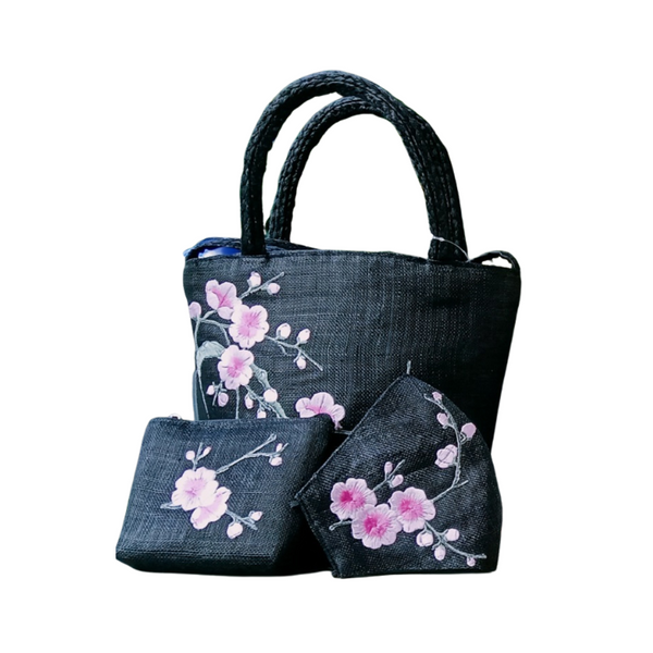 Abaca Bariw Hand Bag / Sling Bag - Black (with mask and coin purse set)