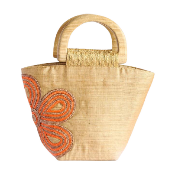 Abaca Bariw Wood Handle Handbag with abaca braided design - Leslie