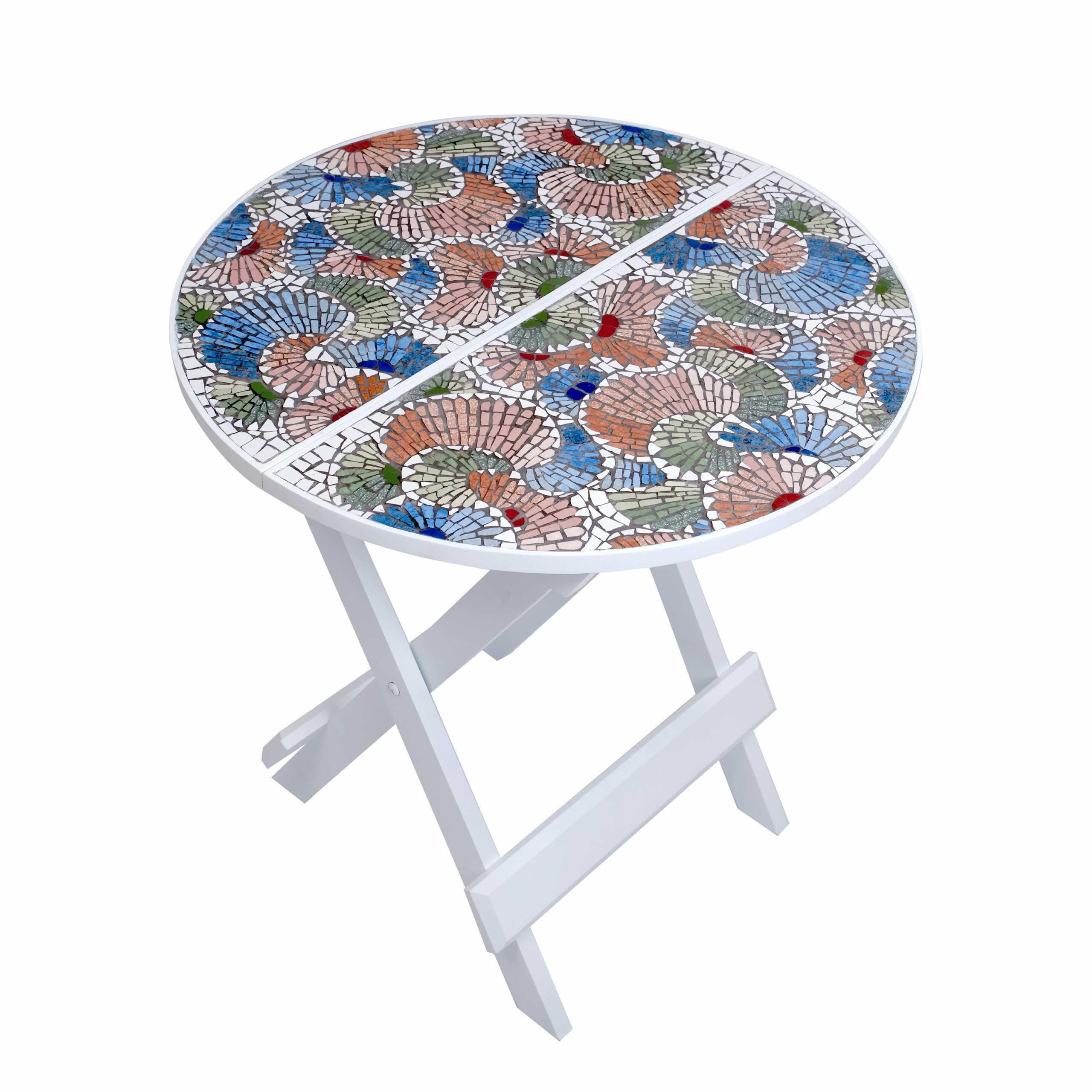 Uchiwa Fans Mosaic Folding Table – Round