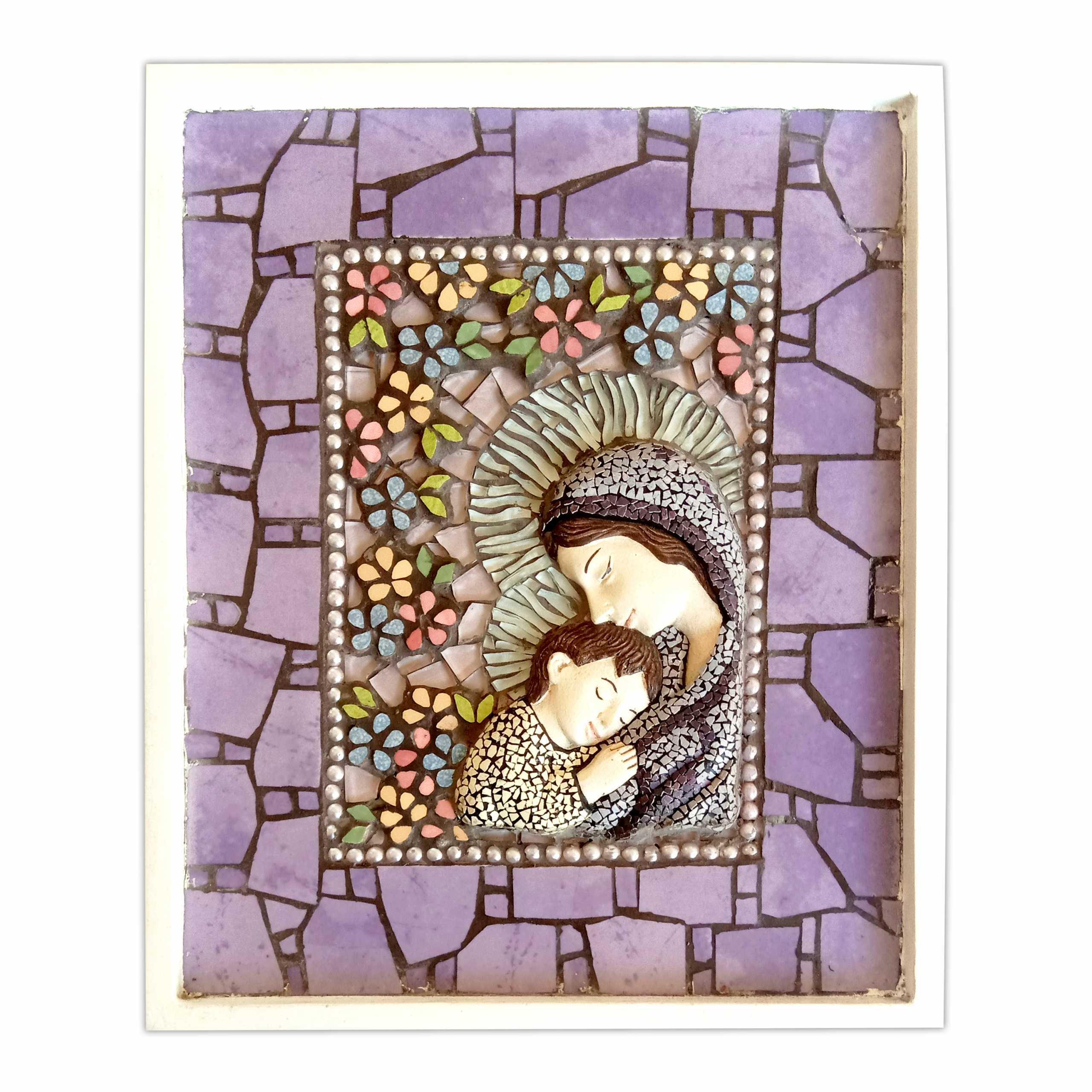 Madonna and Child on Lavender Background