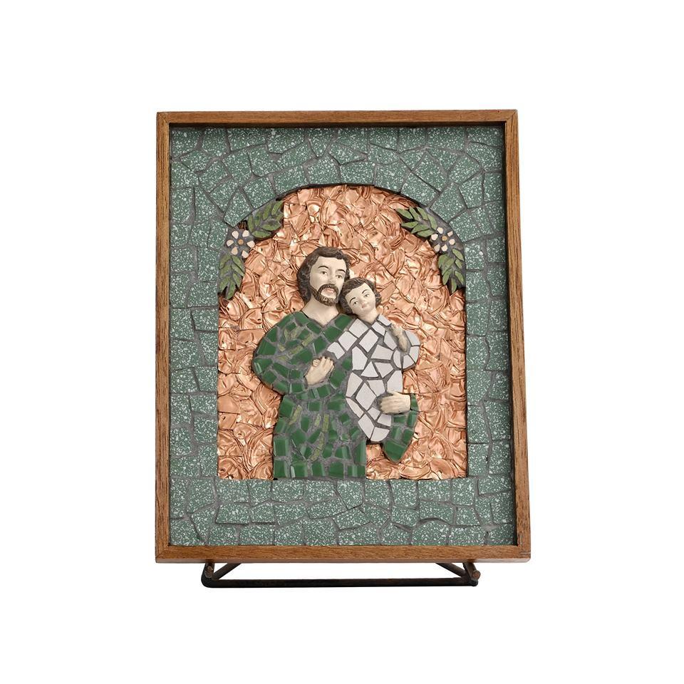 St. Joseph and Jesus with Green Background