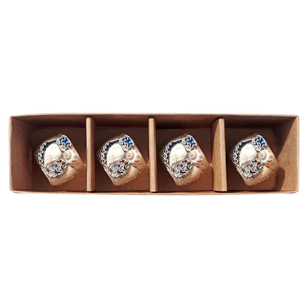 Mixed Shells Mosaic Napkin Ring Set – Blue