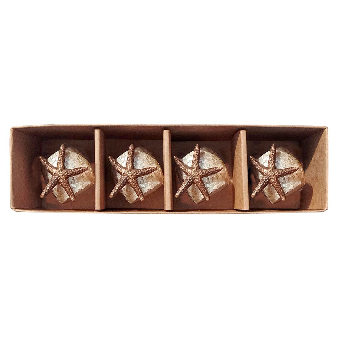 Starfish Capiz Shell Mosaic Napkin Ring Set – Natural
