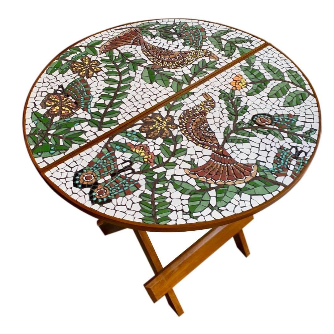 Aviary Mosaic Folding Table – Round