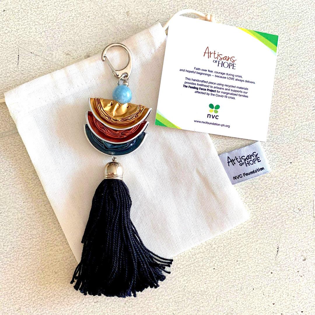 Upcycled Bag Charm – Black Clam 4