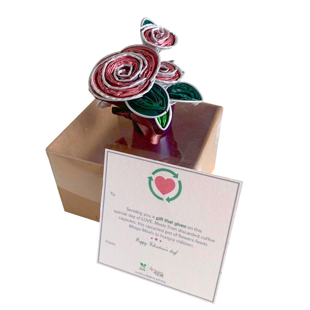 Miniature Upcycled Floral Arrangement – Pink Roses (3-Piece)