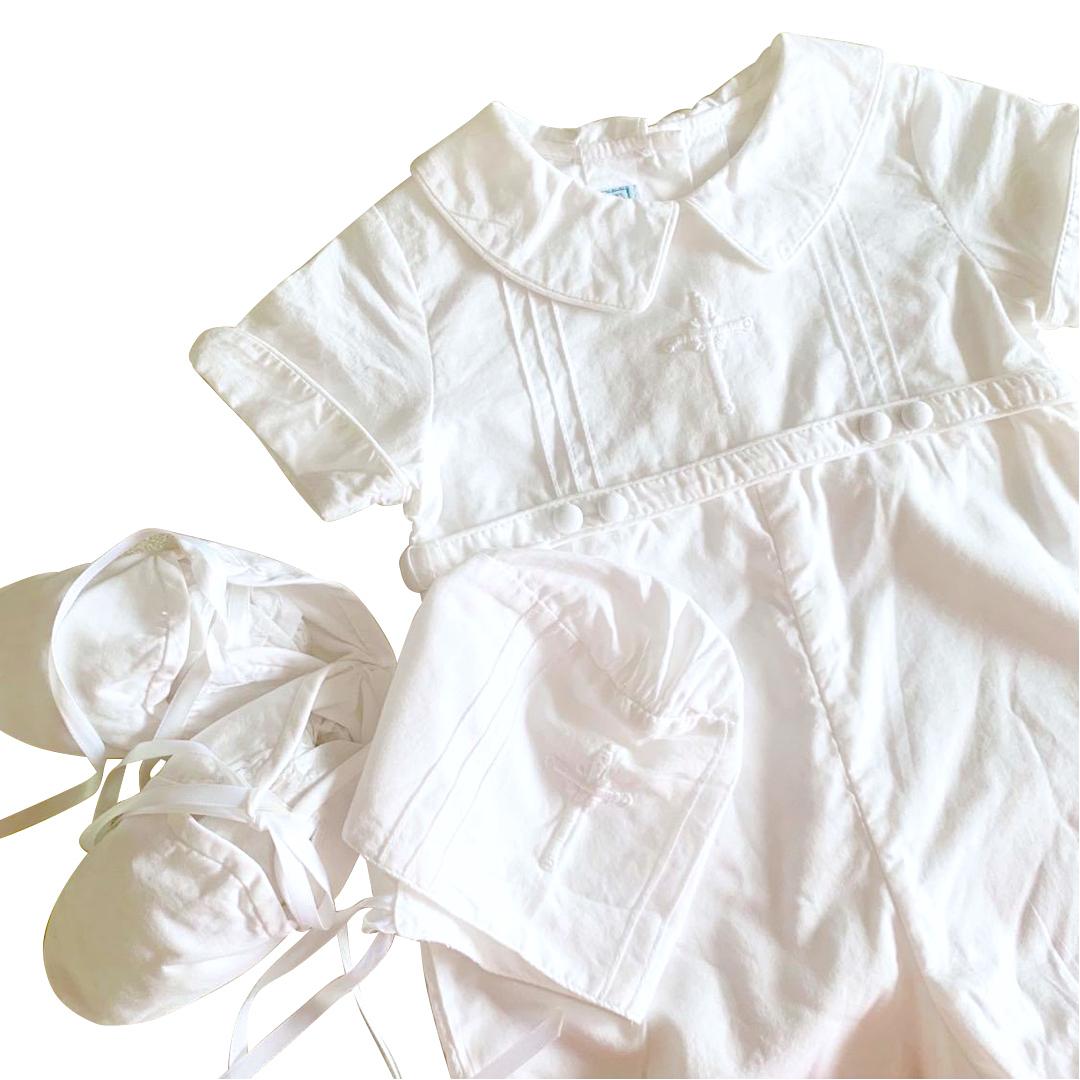 Ines Moda Infantil Christening Romper for Boys- Rafael (6 Mos)