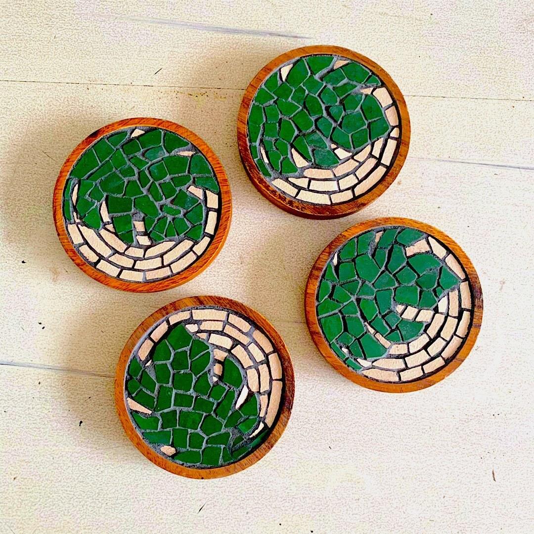 Monstera Mosaic Coasters (Set of 4)