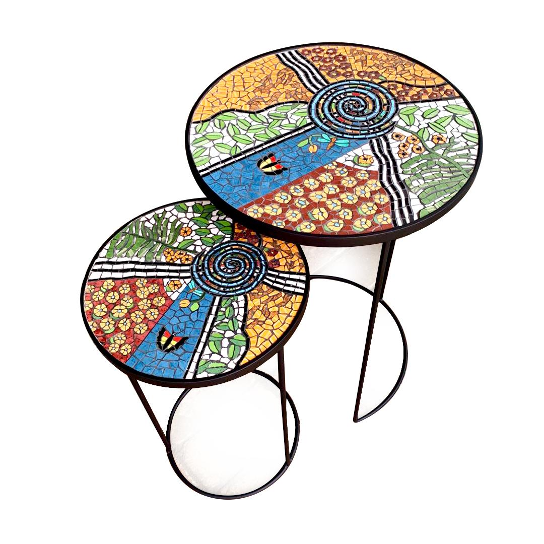 “Batik A” Mosaic Nesting Tables