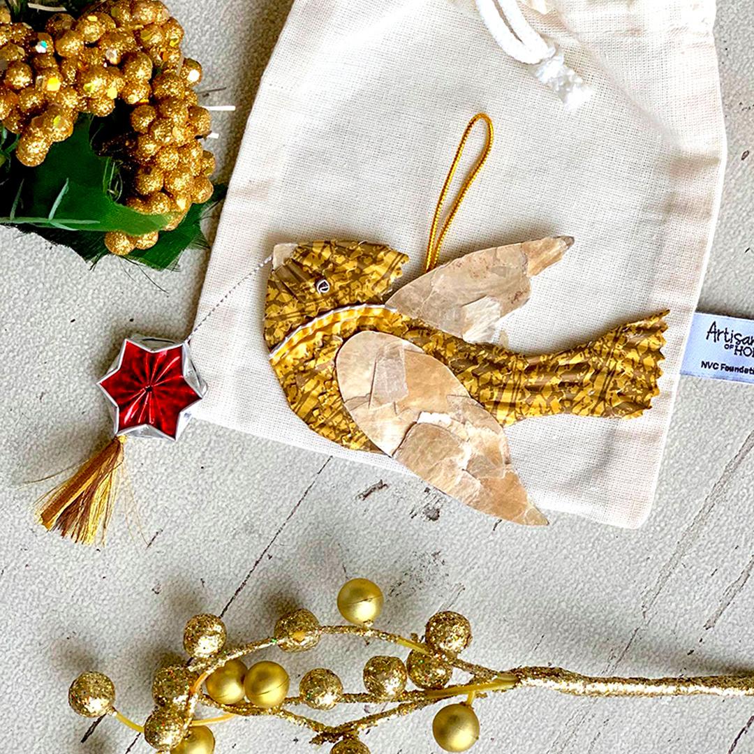 Flying Bird Upcycled Ornament – C