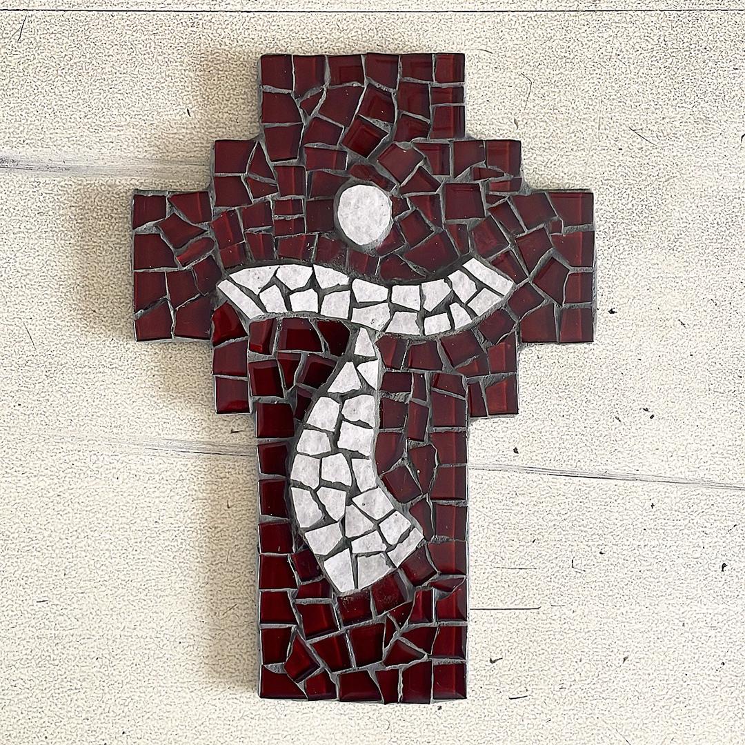 Jesus Christ Mosaic Cross – Dark Brown