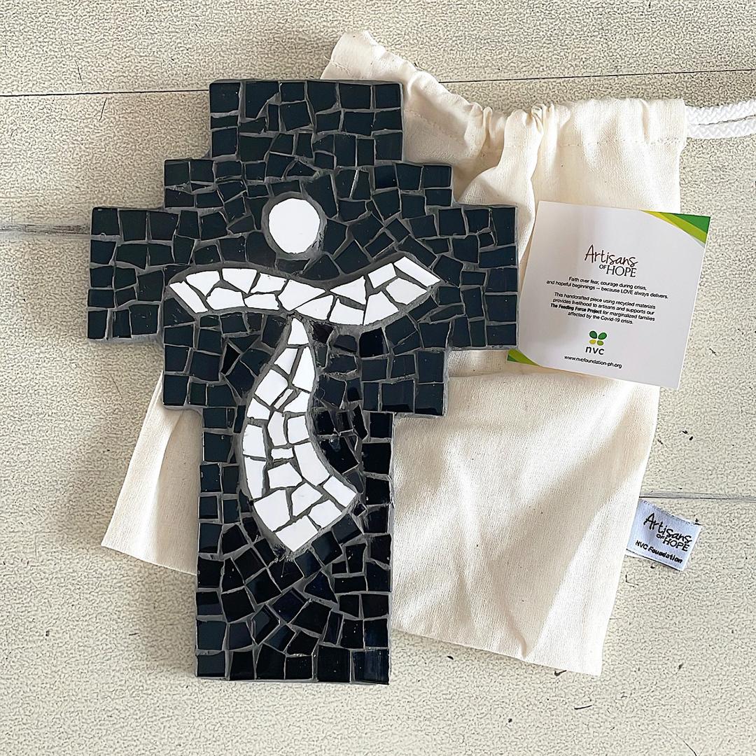 Jesus Christ Mosaic Cross – Black