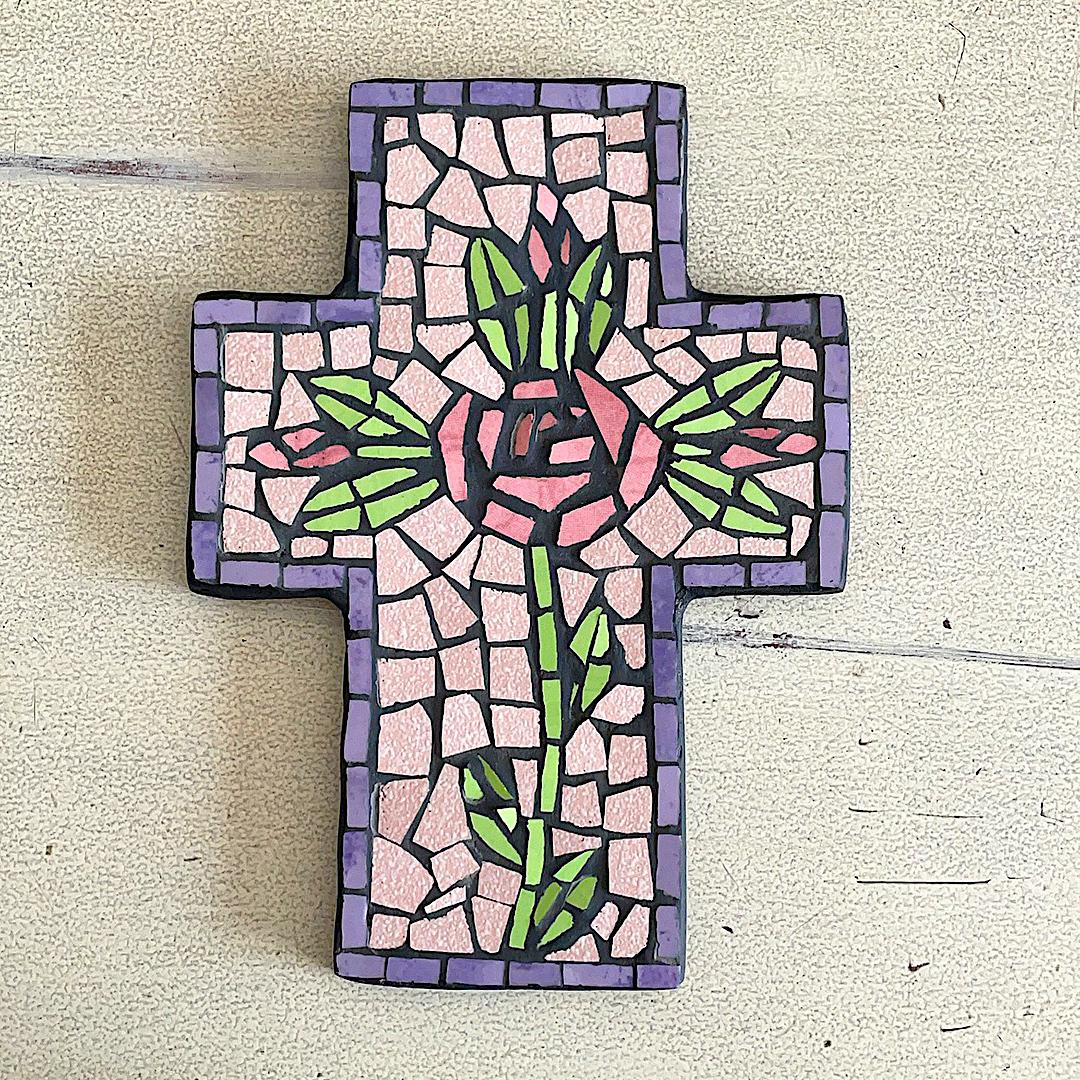 Medium Mosaic Cross – Floral 3
