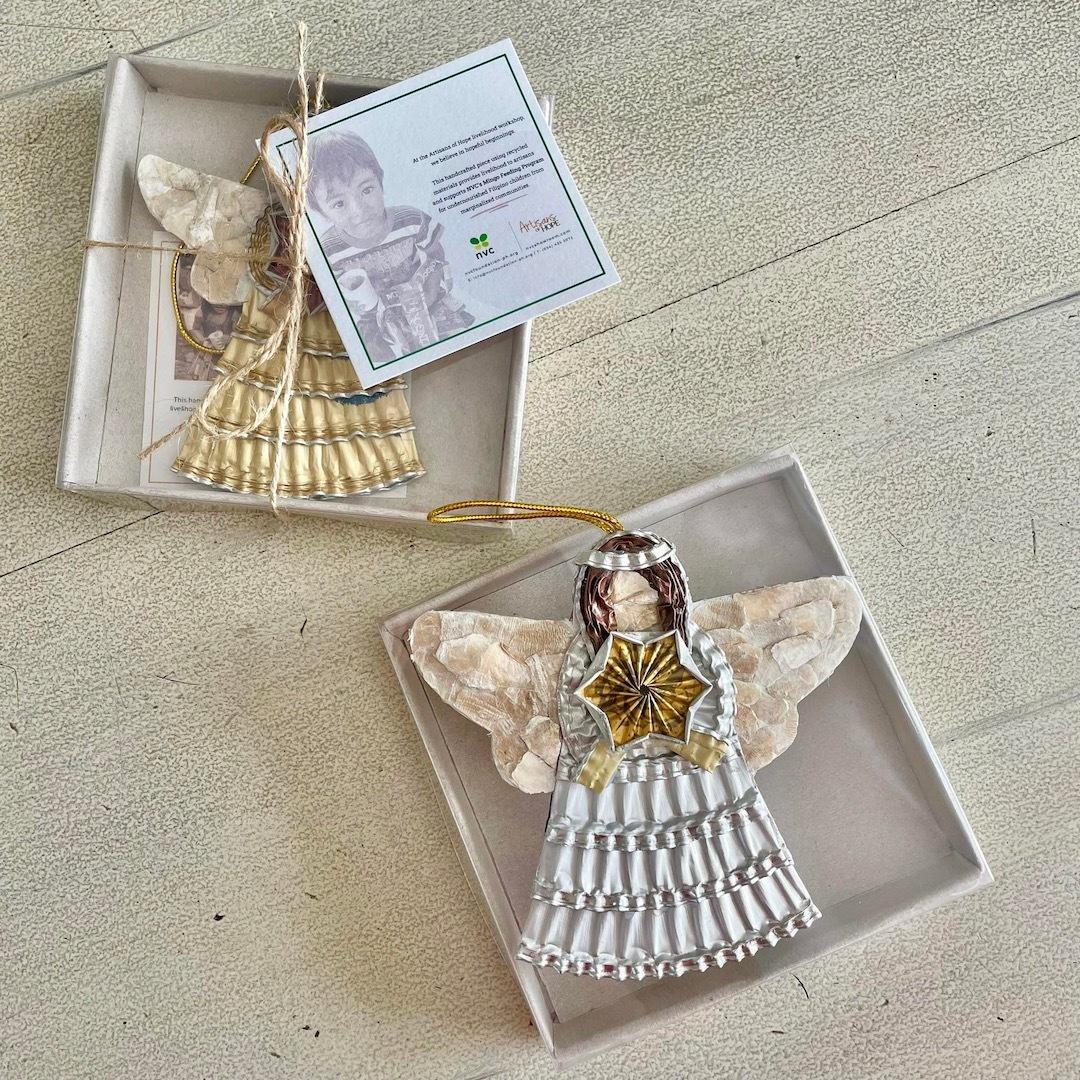 Angel Upcycled Ornament in Giftbox- A1