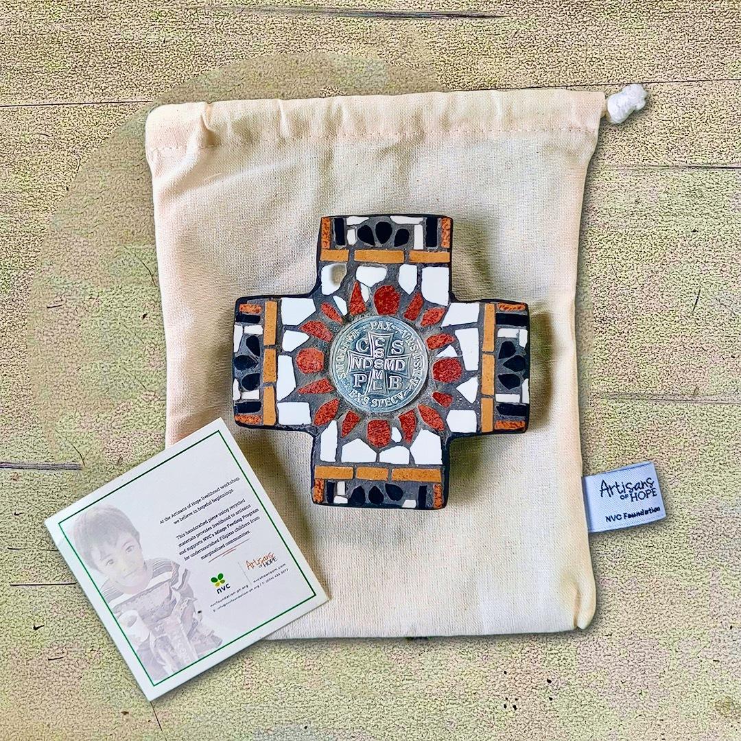 Petite Benedictine Mosaic Cross